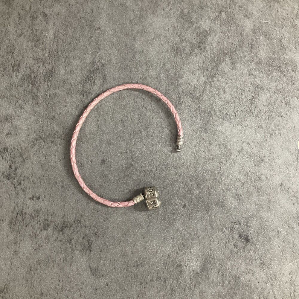 Pandora Pink Leather Braided Bracelet 7 Inch